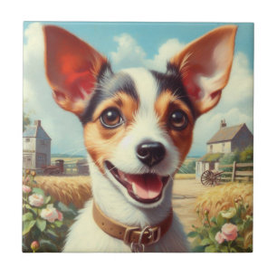 Cute Toy Fox Terrier Painting Tile