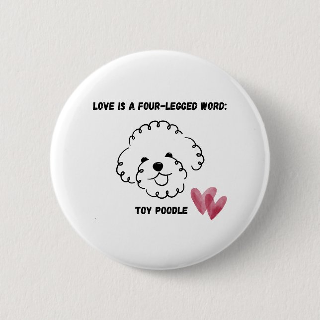 cute toy poodle  2 inch round button (Front)