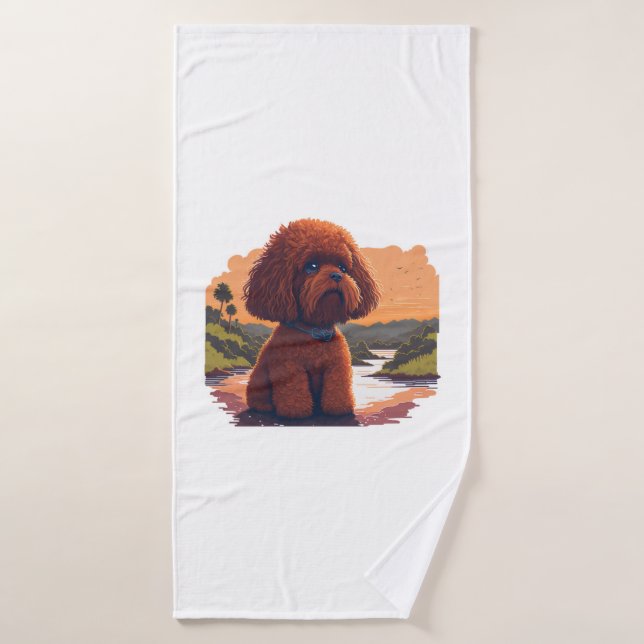 Cute Toy Poodle  Bath Towel (Bath Towel)