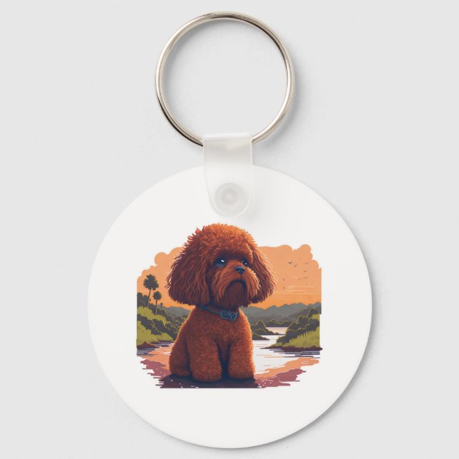 Cute Toy Poodle  Keychain (Front)
