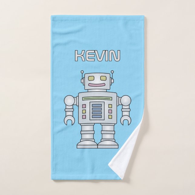 Cute toy robot personalized hand towel for kids (Hand Towel)