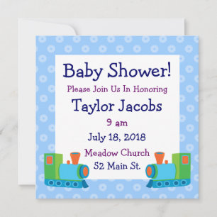 Cute Toy Train Baby Shower Invitations