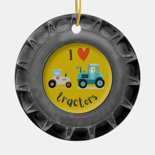Cute tractor tire toddler kid photo Ornament (Front)