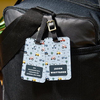 Cute Tractors Pattern Luggage Tag For Boys