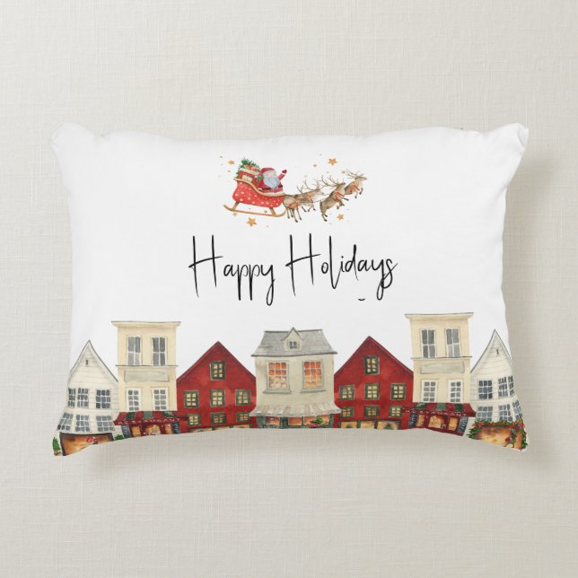 Cute traditional family santa christmas  accent pillow (Front)