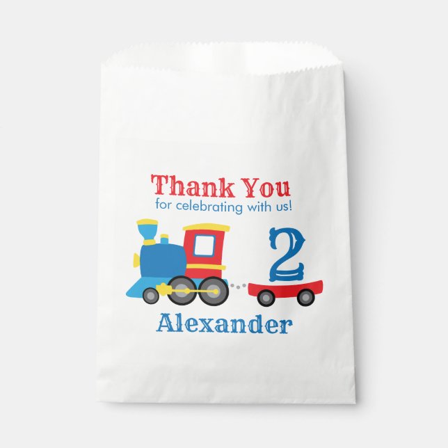 Cute Train Birthday Party Favour Bag (Front)