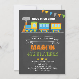 Cute train birthday party invitation