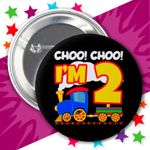 Cute Train Colourful 2nd Birthday Choo Choo I'm 2 2 Inch Round Button