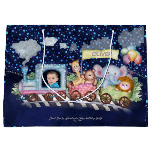 Cute train engine large gift bag