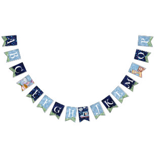 Cute train engine theme bunting flags
