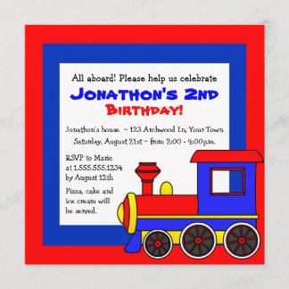Cute Train Theme Kids Birthday Invitation