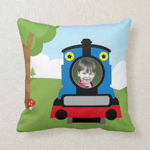 Cute train throw pillow