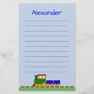 Cute Train with Boy's Name Stationery