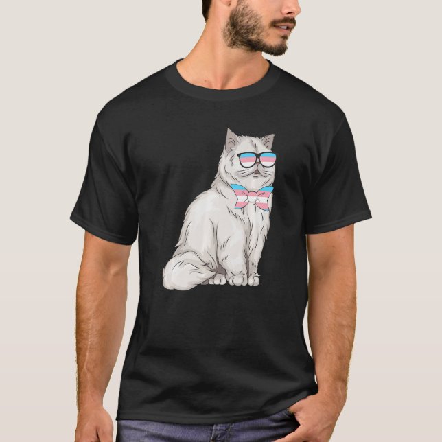 Cute Transgender Persian Cat Transgender Day Of Vi T-Shirt (Front)