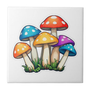 Cute Transparent Mushroom Illustration Tile