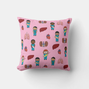 Cute Transplant Doctors and Nurses Throw Pillow