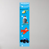 Cute transport cartoon growth chart