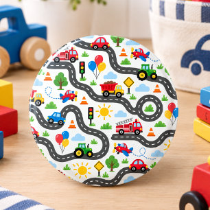 Cute Transportation Cars boy 1st Birthday 1 Inch Round Button