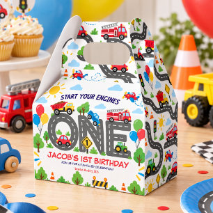 Cute Transportation Cars  boy 1st Birthday Favor Box