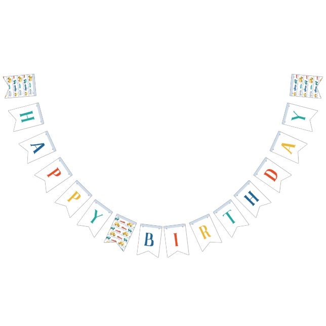 Cute Transportation Happy Birthday Banner (All)