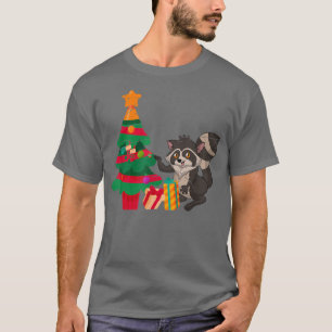 Cute Trash Panda Xmas Tree Merry Christmas Animal  T-Shirt