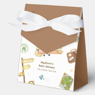 Cute Travel Around The World Airplane Baby Shower  Favor Box