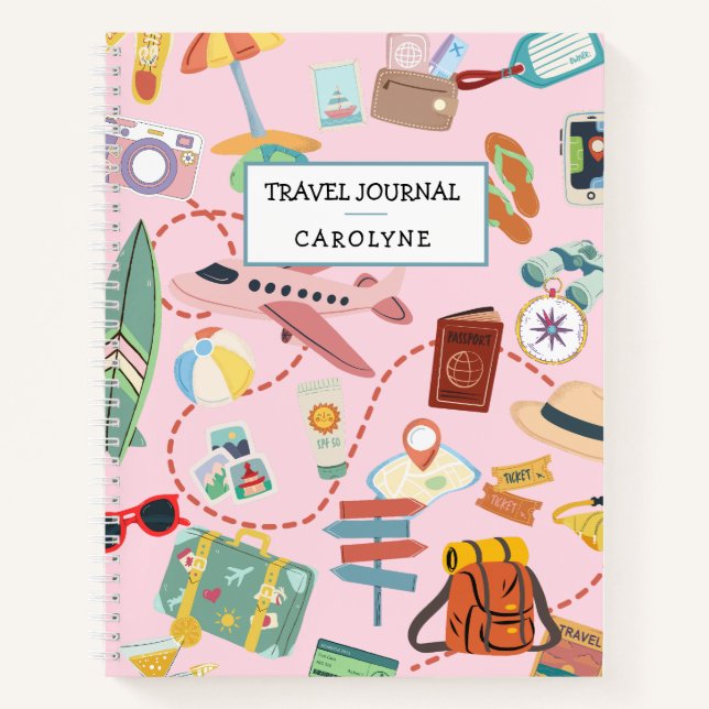 Cute Travel Journal Custom Text (Front)