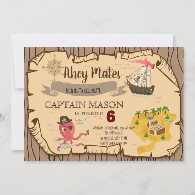 Cute treasure hunt party invitation (Front)