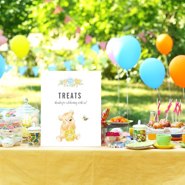 Cute Treats Table Boy Teddy Bear Baby Shower Poster (Creator Uploaded)
