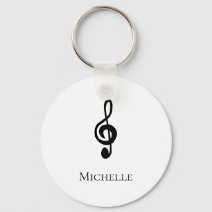 Cute Treble Clef Musical Black White  Keychain