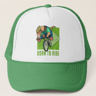 Cute Tree Anteater Born To Ride Cycling Cartoon Trucker Hat