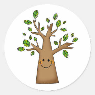 cute tree classic round sticker
