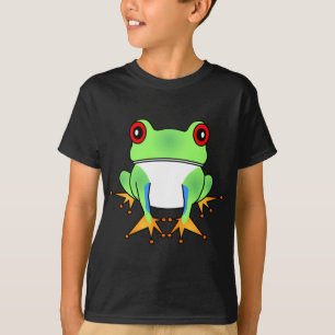 Cute Tree Frog Cartoon Black Kids T-Shirt