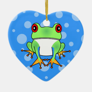 Cute Tree Frog Cartoon Ceramic Ornament