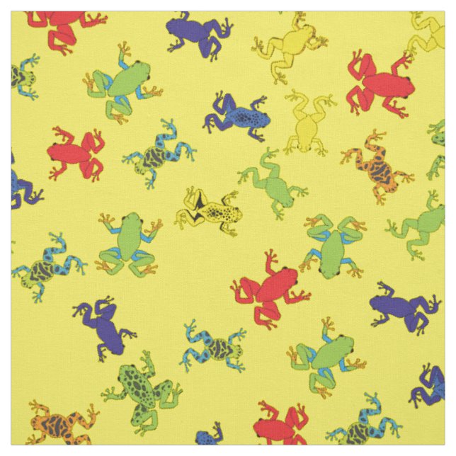 Cute Tree Frog Colourful Cartoon Kids Fabric (Swatch)