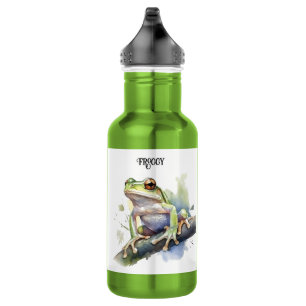 cute tree frog sitting on a branch customizable 532 ml water bottle