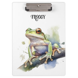 cute tree frog sitting on a branch customizable clipboard