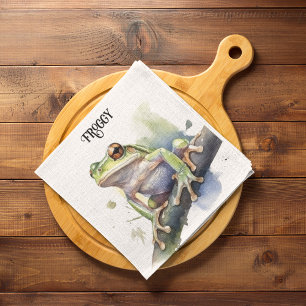 cute tree frog sitting on a branch customizable napkin