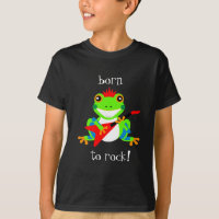 Cute Tree Frogs Rockin' Red Guitars