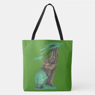 Cute Tree Hugging Bear Wearing Fancy Leggings Tote Bag