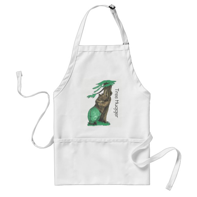 Cute Tree Hugging Bear Wildlife Scene Tree Hugger Standard Apron (Front)