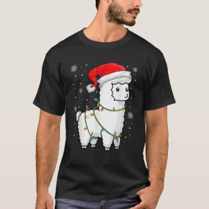 Cute Tree Light Christmas Llama Lover Pajama Women T-Shirt