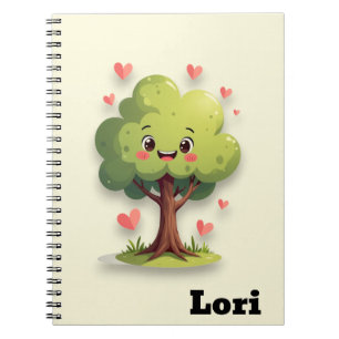 Cute Tree Love Red Hearts Spiral Notebook 
