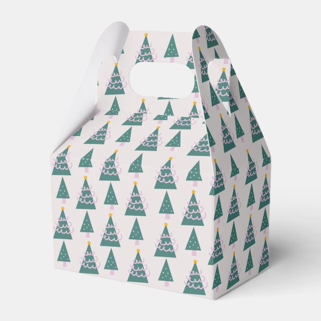 Cute Trees Doodles Pink Green             Favor Box (Front Side)