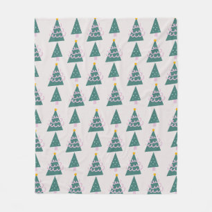 Cute Trees Doodles Pink Green          Fleece Blanket