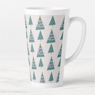 Cute Trees Doodles Pink Green   Latte Mug