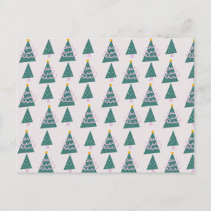 Cute Trees Doodles Pink Green Postcard