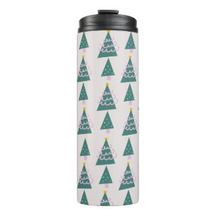 Cute Trees Doodles Pink Green Thermal Tumbler