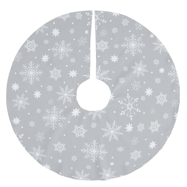Cute Trending Snowflakes pattern Brushed Polyester Tree Skirt (Front)