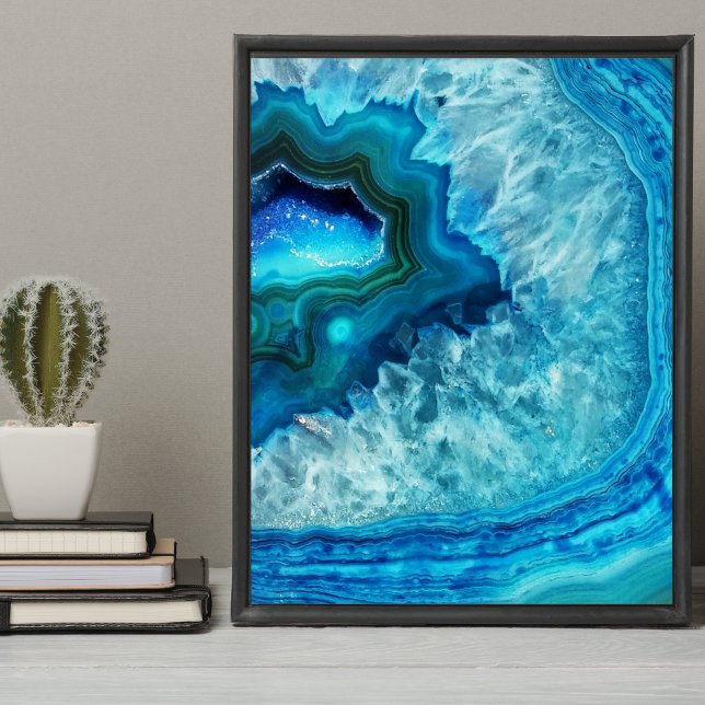 Cute Trendy Bright Blue Turquoise Crystal Geode Poster (Cute Trendy Bright Blue Turquoise Crystal Geode Poster)